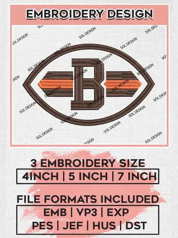 NFL Cleveland Browns Logo Embroidery Designs, NFL Browns, NFL Embroidery Designs, NFL Cleveland Browns Machine Embroidery Design, Digital Download $6.99