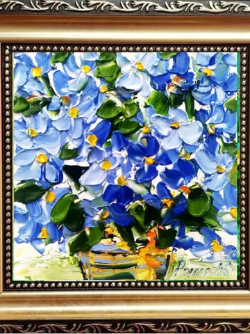 Forget-Me-Not Painting Cornflower Original Art Impasto Oil Painting 4x4 Blue Impasto Wildflower Wall Art Floral Meadow Painting Field $45.00