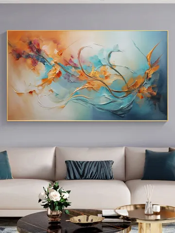 Original Framed Colorful Flowers Oil Painting On Canvas, Large Wall Art, Abstract Painting, Custom Painting, Living room Wall Art Home Decor $111.42