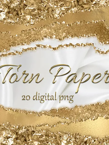 Glam Edges; Glam Digital Borders; Glitter Torn Paper; Glam Ripped Edged; Commercial Use; Glam Wavy Borders; Gold Torn paper clip art