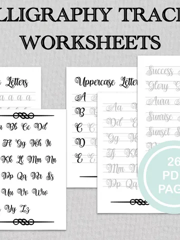 Calligraphy tracing worksheets, handlettering practice, font design $5.74