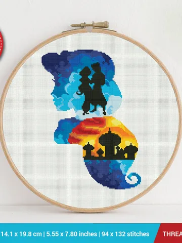 Princess Jasmine silhouette Cross stitch pattern | Embroidery Pattern | Instant Download | Embroidery Designs $6.80