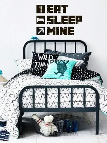 Eat, Sleep, Mine Decal - inspired Minecraft - Personalized 3D Wall Decal, Gamer Decal, Gift for Boys, Gift for Him, Kids Room 1 $48.99