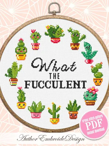 What the fucculent cross stitch pattern PDF download Succulent cross stitch chart, Funny adult cross stitch, Sarcastic pattern digital #Q62 $4.60