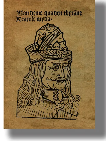 Famous medieval Portrait of Vlad Tepes. Horror style wall hanging. $21.00