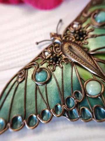 Brooch Moon Moth, turquoise butterfly, green butterfly, large butterfly, insect $150.00
