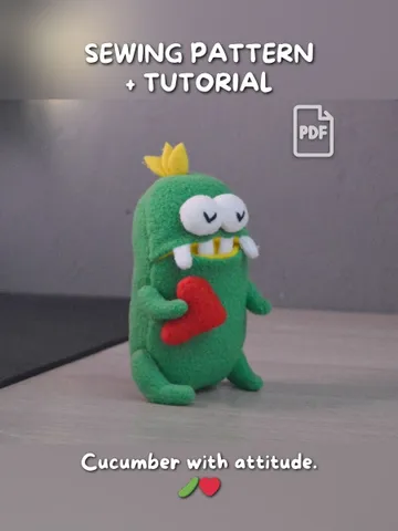 Cucumber Plush PDF Pattern – Fleece Toy with Mouth Pocket $11.00