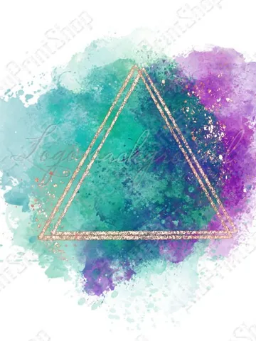 Turquoise and purple Logo Background Png Watercolor logo design with rose gold triangular frame and Gold confetti. Digital instant download $2.85
