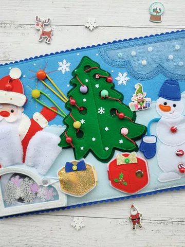 Christmas Quiet Book Pattern pdf, Felt book pattern, Santa Claus pattern, Baby activity book svg, Sensory book kids, felt sewing pattern $11.69