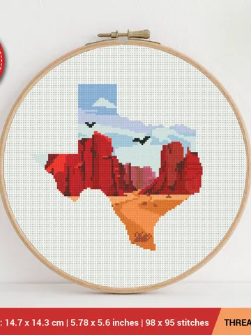 Texas State Silhouette Cross stitch pattern | Embroidery Pattern | Instant Download | Embroidery Designs $5.94