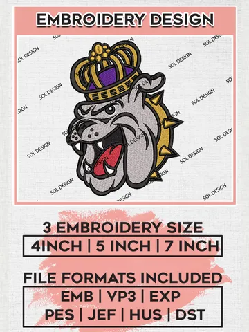 NCAA James Madison Dukes Mascot Logo Embroidery Designs, NCAA Logo Machine Embroidery Files, NCAA James Madison Dukes Logo, NCAA Embroidery Designs, Machine Embroidery Designs, Digital Download $6.99