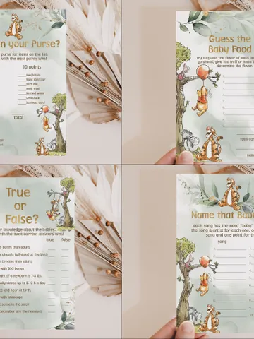 Winnie the Pooh Baby Shower Games; Winnie the Pooh Inspired; Printable Pooh Baby Shower Party Games; Honey Bear Shower Games; pg123 $16.26