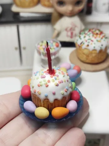 Easter, Easter decor, Easter decor for dolls, dollhouse decor, Easter Kulich, mini food, realistic miniature $17.00