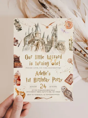 The Chosen One Invitation; Wizard Birthday Party; Magic School 1st Birthday Invitation Template; Editable Wizarding World Invitation; Wms12 $12.78