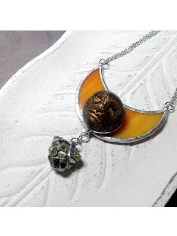 Moon crescent necklace, Moon Goddess. witchy aesthetic, blood moon necklace, lilith, soldered crescent, Halloween moon $59.00