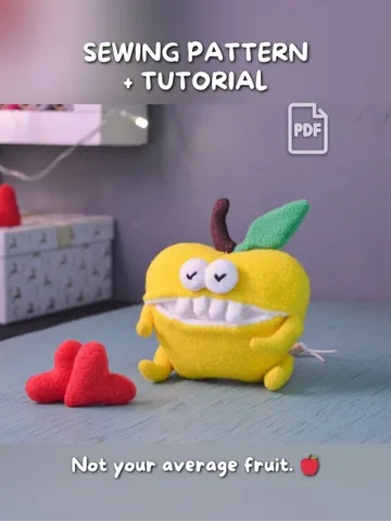 PDF Plush Toy Pattern – Fleece Apple Softie with Secret Pocket $11.00