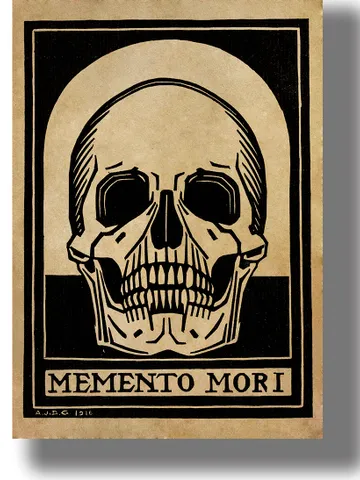 Memento mori. Vintage style reproduction with a human skull. $21.00