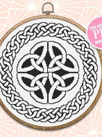 Celtic knot cross stitch pattern download PDF Mandala pattern digital PDF, Monochrome cross stitch chart, Celtic embroidery, Home decor #M70 $4.60