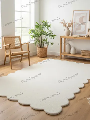 Buy Scalloped Area Rug | Modern Abstract Rug, Home Rug, Living Room Rug, Dining Decor, Bedroom Rug, Custom Rug, 3x5, 5x7, 8x10, 9x12, 10x14. $233.80