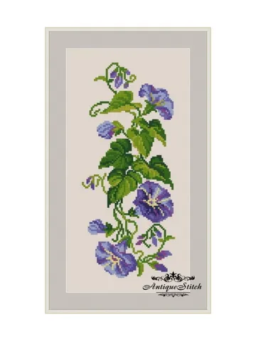 Blue Morning Glory 77 Vintage Cross Stitch Pattern PDF Garden Flowers embroidery Compatible Pattern Keeper $3.00