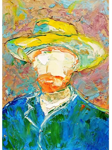 Man Painting Portrait Van Gogh Art Original Vincent Oil Paintings Abstract Portrait Copy Artist Self-Portraits Vincent Modern Surrealism Art $44.00