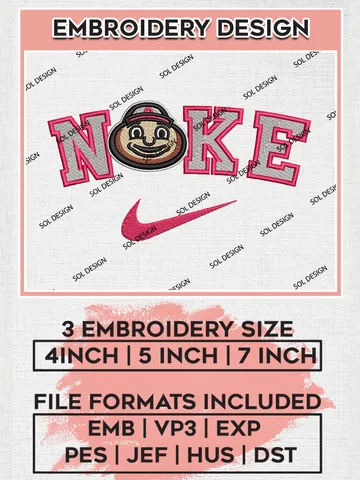 Nike Ohio State Buckeyes Machine Embroidery Design, NCAA Ohio State Buckeyes Embroidery Design Design files, NCAA Embroidery Designs, NCAA Machine Embroidery Designs, Digital Download $6.99