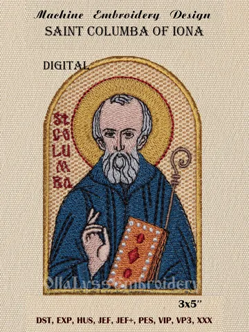 Saint Columba of Iona embroidery design $14.00