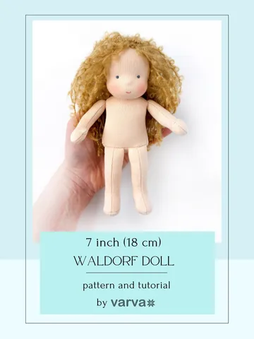 DIY Waldorf doll 7 inch (18 cm) tall. PDF pattern and tutorial. Patterns of doll clothes as bonus! $21.90