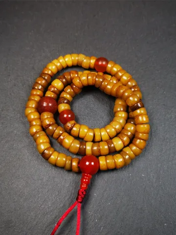 Gandhanra Old Tibetan 108 Yak Bone Mala,Bevel Cut Prayer Beads Necklace,Rosary Beads for Meditation,Diameter 0.32", Circumference 20" $119.99