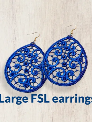 Lage Free Standing Lace Earrings machine embroidery design FSL pattern digital embroidery design jewerly embroidery motif $6.93