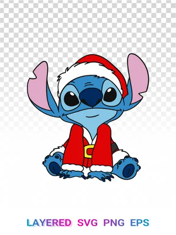 🎅 Stitch Santa SVG, Disney Christmas Lilo Stitch PNG Cricut $1.99