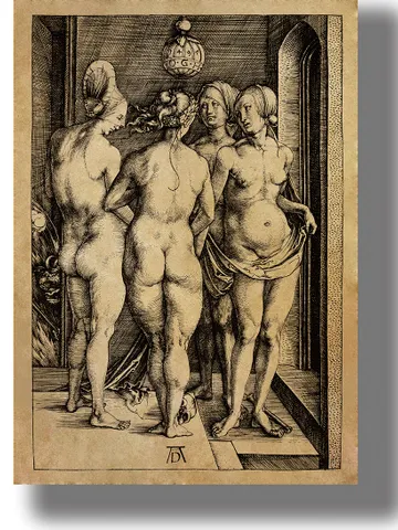 Four naked witches. Albrecht Durer artwork. $21.00