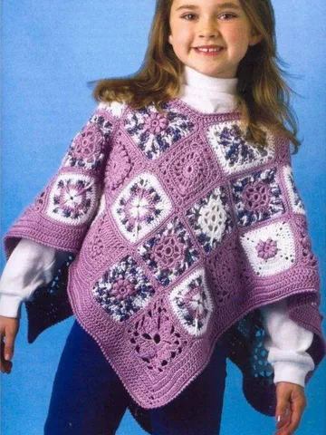 Childs poncho, crochet granny squares poncho, crochet pattern kids poncho, pdf instant download $6.68