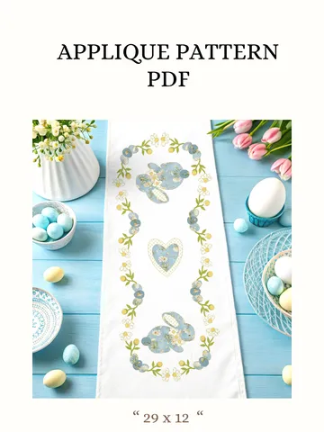 Easter Runner with Bunnies, Applique Pattern PDF $10.00