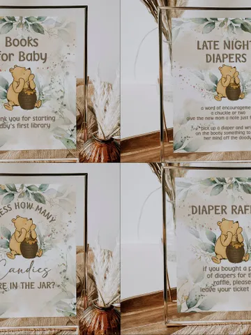 Winnie the Pooh Baby Shower Signs; Winnie the Pooh Inspired; Printable Pooh Baby Shower Party Games; Honey Bear Shower Games; WP4 $16.26
