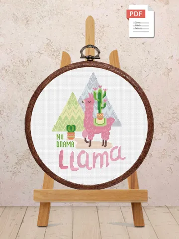 No Drama Llama Cross Stitch Pattern, Animals Cross Stitch, Embroidery Lama, Llama xStitch, No Drama Lama Pattern,Modern Cross Stitch #anm031 $4.00