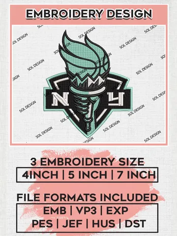 WNBA New York Liberty Embroidery Designs, WNBA New York Liberty Team Logo Embroidery, Basketball Team Logo Emb Files, Taylor Album, 3 sizes, Machine embroidery Files, Digital Download $6.99