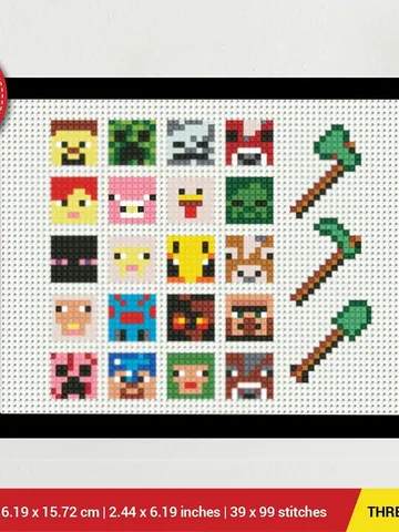 Minecraft Set Game Cross stitch pattern | Embroidery Pattern | Instant Download | Embroidery Designs $4.29