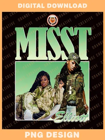 Missy Elli.ott Rapper Bootleg T-shirt PNG, 90s Bootleg Template, Graphic Missy Elli.ott PNG Files, Custom Bootleg Rap Tee, Digital Download