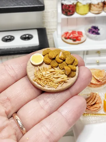 Fast food made of polymer clay, food for dolls, ideal for gifts, dollhouse miniature, fast food for dolls, mini food $20.00