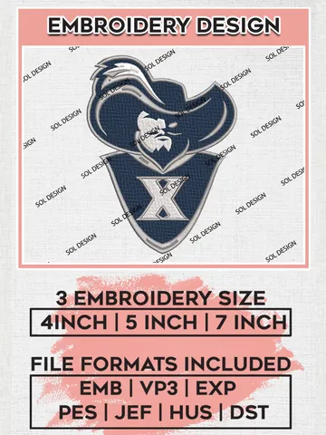 Xavier Musketeers Embroidery Designs, NCAA Logo Machine Embroidery Files, NCAA Xavier Musketeers Logo, NCAA Embroidery Designs, Machine Embroidery Designs, Digital Download $6.99
