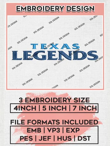 NBA Texas Legends Team Writing Logo Embroidery Designs, NBA G League Team Embroidery Files, Basketball Machine Embroidery Designs, NBA Texas Legends Team Logo, Sport Machine Embroidery Design, Digital Download
