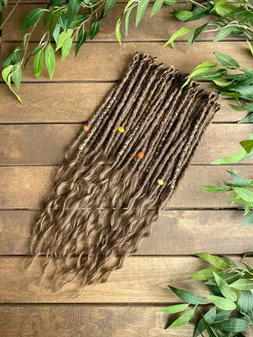 Brown synthetic crochet curly Se dreads ready to ship