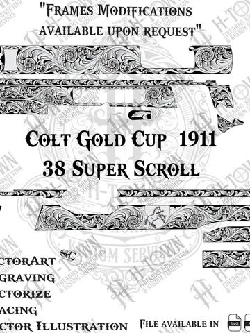 Colt Gold Cup 1911 Engraving: .38 Super Scroll Design (Digital Download) $80.00