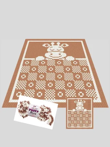Loop yarn Finger knitted Sleeping Giraffe blanket pattern