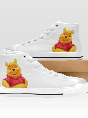 Winnie Pooh Shoes, High-Top Sneakers, Handmade Footwear $59.97