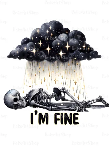 Snarky Skeleton PNG clipart, Mentally Exhuasted PNG, I’m fine funny sublimation design, Tshirt sublimation design, Spooky Clipart, Halloween $1.50