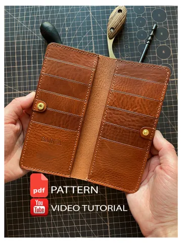 PDF Pattern long wallet - Pattern of a leather wallet - Download PDF. & video TUTORIAL $6.00