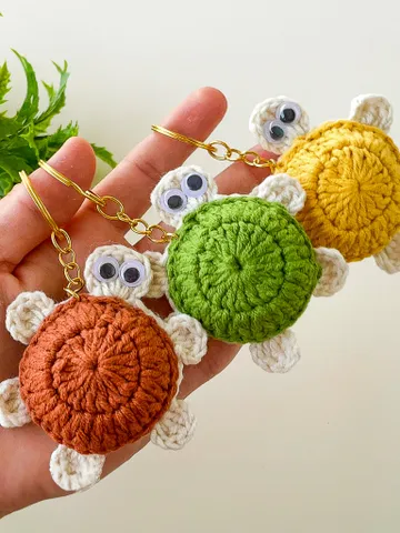 Crochet Turtle Keychain Pattern, Easy Crochet Keychain PDF Tutorial for Cute Handmade Turtle Bag Charm Gifts, Instant Download $5.40