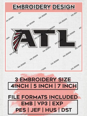 Atlanta Falcons Wordmark Logo Embroidery Designs, NFL Falcons, NFL Embroidery Designs, NFL TAtlanta Falcons Machine Embroidery Design, Digital Download